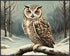 Posterizer 1 pcs-owl in nature-winter snowy scene in oil painting style-5-Art for Animal Lovers-Landscape & Nature Art-Decor for Home & Office- un...