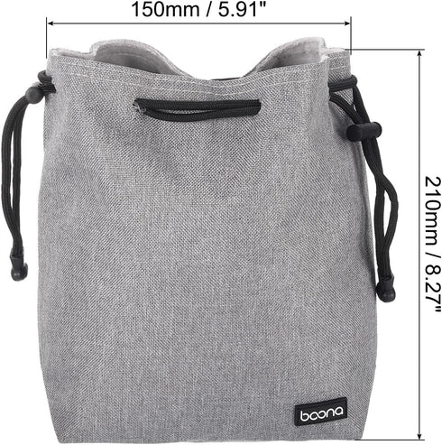 PATIKIL Soft Drawstring Lens Case, Lens Pouch Bag with Cotton Pad 5.91" x 3.94" Thick Fleece Cloth Camera Lens Bag for SLR Lens Water Cups, Grey...