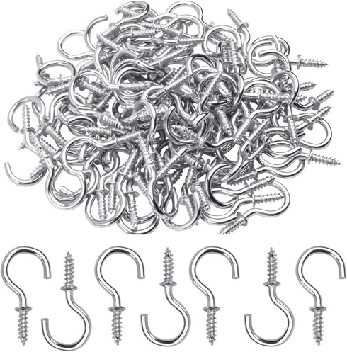 Aylifu Ceiling Screw Hooks, 100 Pieces 1/2 Inch Cup Hooks Screw-in Hooks for Hanging Plants Mug Cup, Silver...