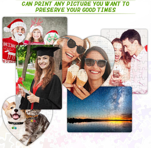 10 Sets Blank Sublimation Puzzle Jigsaw for Kids Rectangle Heart Shaped White DIY Custom Puzzle Heat Press Thermal Transfer Puzzle Pearl Puzzle Bl...