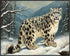 Posterizer 1 pcs-snow leopard in a wintery nature-oil painting style 2-Art for Animal Lovers-Landscape & Nature Art-Decor for Home & Office- unfra...