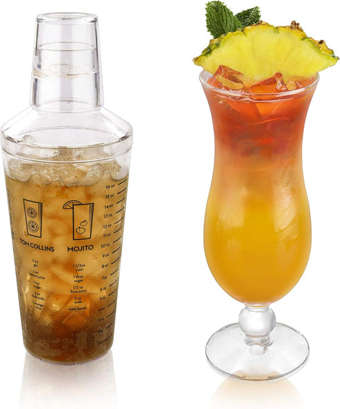 True Maraca Cocktail Shaker with Built In Strainer, Drink Mixer with 7 Classic Drink Recipes & Measurements, Perfect for Game Nights, BBQ, House P...