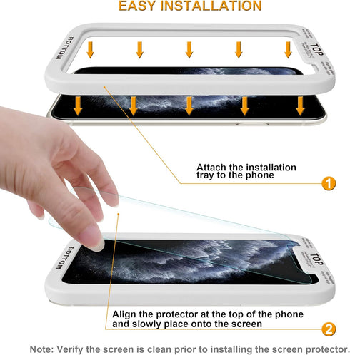 Supershieldz (3 Pack) Designed for Apple iPhone 11 Pro, iPhone Xs and iPhone X (5.8 inch) Tempered Glass Screen Protector with (Easy Installation ...