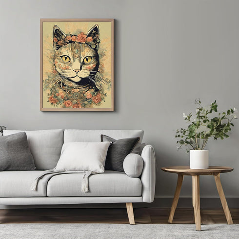 Posterizer 1 pcs-cute retro themed cat in clothes 4-Art for Animal Lovers-Retro Art-Decor for Home & Office- unframed wall art...