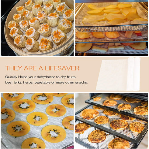 (12 Pack) Silicone Dehydrator Sheets, Dostk Premium Non Stick Silicone Mesh for Fruit Dehydrator, Dehydrator Tray Liner Reusable (14 x 14 inch)...