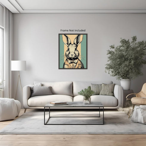Posterizer 1 pcs-cute bunny wearing clothes-retro style-Art for Animal Lovers-GIft for Men Women Teens-Decor for Home & Office- unframed wall art...