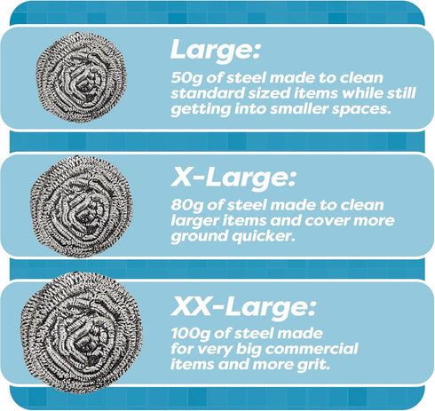 12 Pack Stainless Steel Scourers by Scrub It – Steel Wool Scrubber Pad Used for Dishes, Pots, Pans, and Ovens. Easy scouring for Tough Kitchen Cle...
