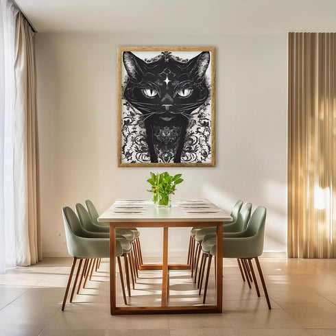 Posterizer 1 pcs- modern gothic themed cute black cat-Gothic Art-Art for Animal Lovers- Living Room Bedroom Decor- unframed wall art...
