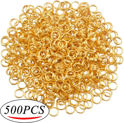 Jump Rings, 500 Pieces Golden Double Loop Round Split Rings Small Key Chain Hoops for Key Charms Jewelry Making, 6mm...