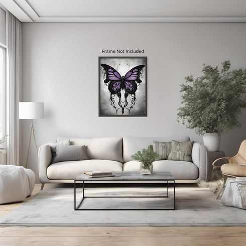 Posterizer 1 pcs- black and white print-gothic black butterfly-Gothic Art-Art for Animal Lovers- Living Room Bedroom Decor- unframed wall art...