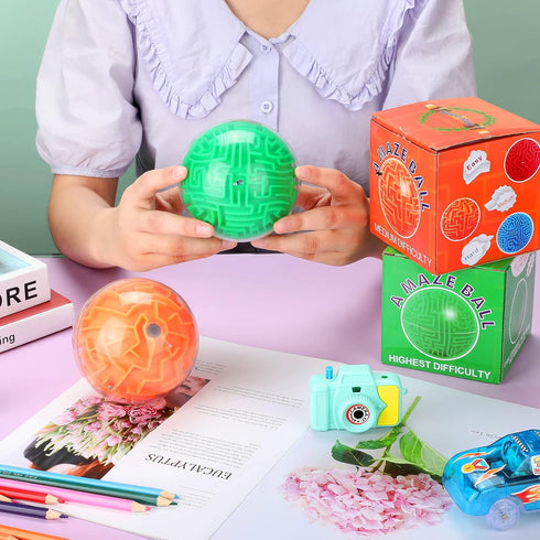2 Pieces Maze Ball 3D Maze Puzzle Brain Teasers Games Gravity 3D Maze Ball 4 Inches Puzzle Toy Maze Puzzle Cube Ball Sphere Educational Toys for S...
