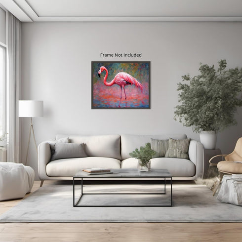 Posterizer 1 pcs- pretty pastel pink flamingo in nature-Art for Animal Lovers-Landscape & Nature Art- Living Room Bedroom Decor- unframed wall art...