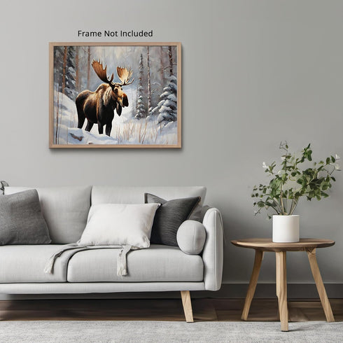 Posterizer 1 pcs-beautiful moose in snowy winter nature 2-Art for Animal Lovers-Landscape & Nature Art-Decor for Home & Office- unframed wall art...