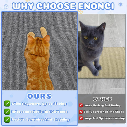 23.6x15.8 Cat Wall Scratcher Mat with Nano Tape,Anti Cats Scratch Furniture Couch Carpet Corner Protector for Indoor,Trimmable Cat Scratching Pad ...