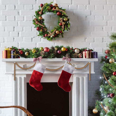 16 Feet Christmas Wood Bead Garland Wooden Bead Garland for Christmas Tree Holiday Decoration (Gold)...