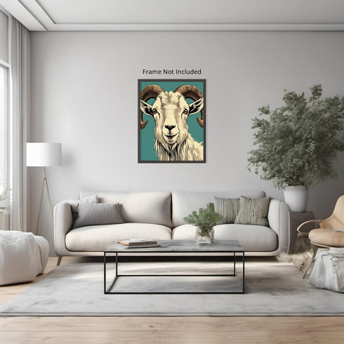 Posterizer 1 pcs-abstract retro goat poster with blue background 2-Art for Animal Lovers-GIft for Men Women Teens-Decor for Home & Office- unframe...