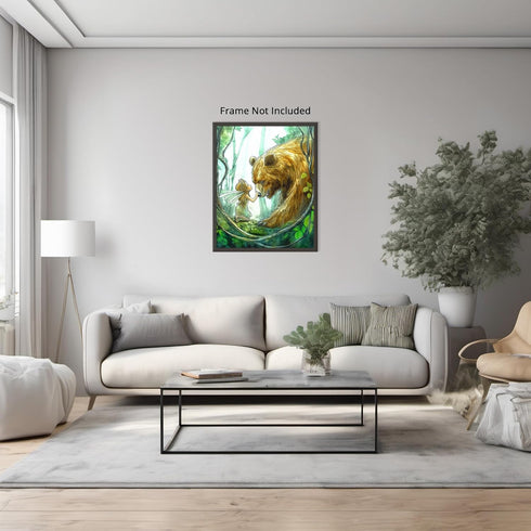 Posterizer 1 pcs-enchanting whimsical fairy and a bear poster 2-Art for Animal Lovers-Kids Room Art-Gift for Daughter, Son, Kids Decor for nursery...