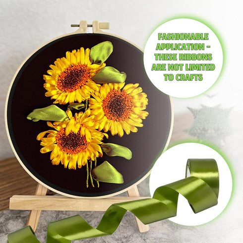 2 inch Moss Green Ribbon Double Face Satin Ribbon for Crafts Gift Bows Bouquet Gift Wrapping Wedding Decoration Floral Arrangement 2" x 25 Yards D...