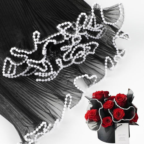 CCINEE 4.37 Yards Flower Wrapping Mesh Paper?Pearl Wrinkled Wavy Net Yarn Flower Wrapping Mesh Paper Korean Bouquet Wrapping Mesh for DIY Crafts V...