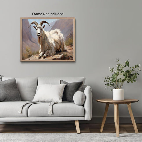 Posterizer 1 pcs- Mountain goat laying on the ground oil painting syle-Art for Animal Lovers- Gift for Men Women Entrepreneur Teens-Living Room Be...