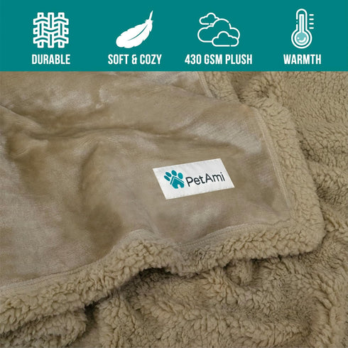 PetAmi Waterproof Dog Blanket for Small Medium Dog, Pet Puppy Blanket Couch Cover Protection, Sherpa Fleece Cat Blanket Couch Sofa Bed Furniture P...