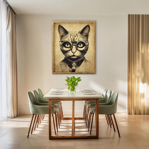 Posterizer 1 pcs-cute retro themed cat in clothes 1-Art for Animal Lovers-Retro Art-Decor for Home & Office- unframed wall art...