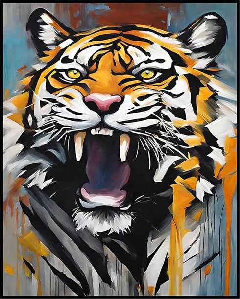 Posterizer 1 pcs- wild beautiful angry tiger showing teeth-Art for Animal Lovers-Gift for Art Lovers-Living Room Bedroom Decor- unframed wall art...
