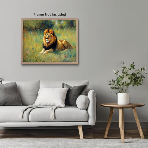 Posterizer 1 pcs- beautiful majectic lion in oil painting style-Art for Animal Lovers-Landscape & Nature Art- Living Room Bedroom Decor- unframed ...
