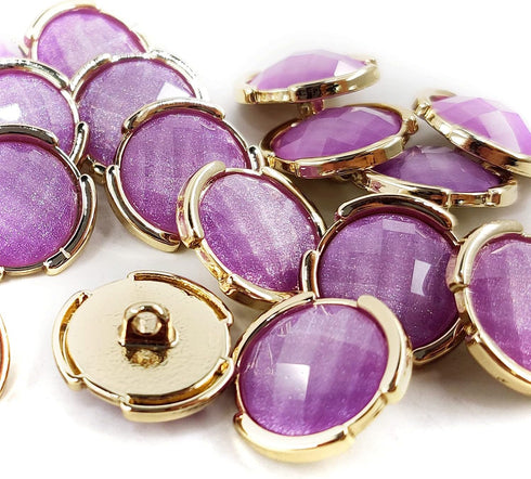 Beveled Cut Purple Glass Gap Edges Sewing Shank Buttons 20 Pcs - 18mm, 23/32"...