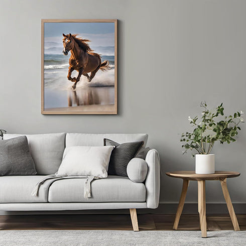 Posterizer 1 pcs- beautiful running horse in the beach-Art for Animal Lovers-Gift for Art Lovers-Living Room Bedroom Decor- unframed wall art...