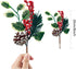 WILLBOND Artificial Christmas Tree Picks Red Berry Pine Picks Spray Berry Branches Holly Pine Flower Pick Berry Pinecones for Christmas Crafts Par...