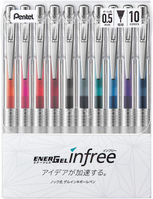Pentel BLN75TL-10 EnerGel Ink Ballpoint Pen, 0.02 inches (0.5 mm), 10 Colors...