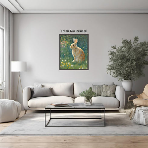 Posterizer 1 pcs- Brown rabbit in nature-Art for Animal Lovers-Floral Botanical Art- Gift for Men Women Entrepreneur Teens-Living Room Bedroom Dec...