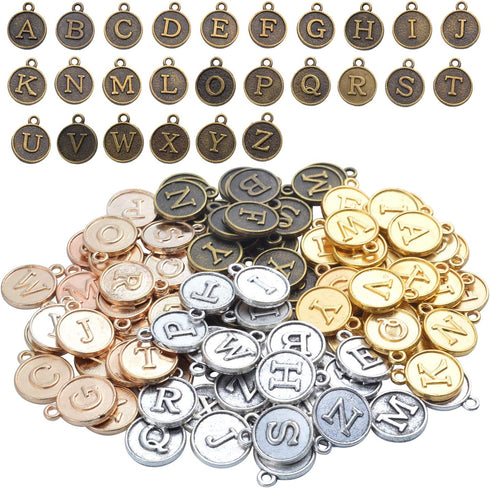 4 Sets(104 pcs) Alloy A-Z Initial Alphabet Letter Mixed Charms Pendants for DIY Jewelry Making,Bracelet and Crafting...