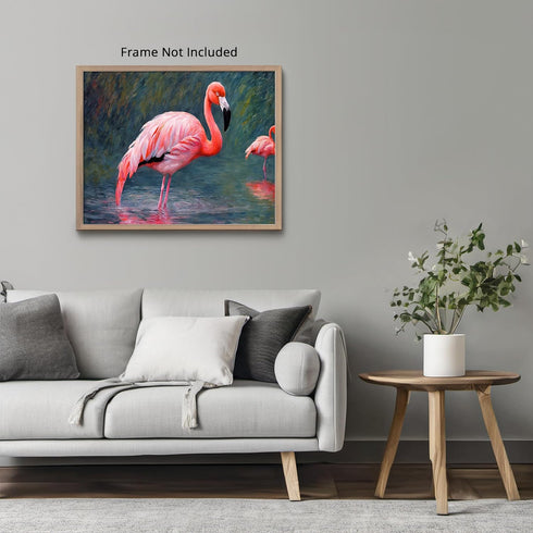 Posterizer 1 pcs- beautiful flamingos in the water-Art for Animal Lovers-Landscape & Nature Art- Living Room Bedroom Decor- unframed wall art...