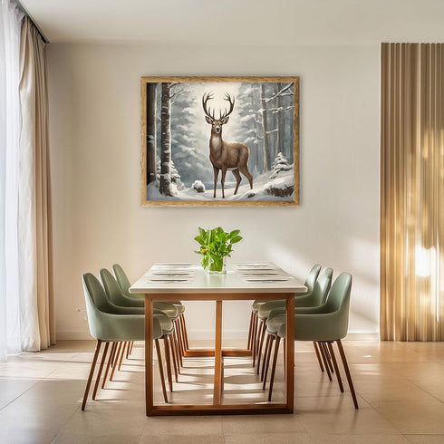 Posterizer 1 pcs- A deer in a beautiful jungle in winter-Art for Animal Lovers-Landscape & Nature Art- Gift for Men Women Entrepreneur Teens-Livin...