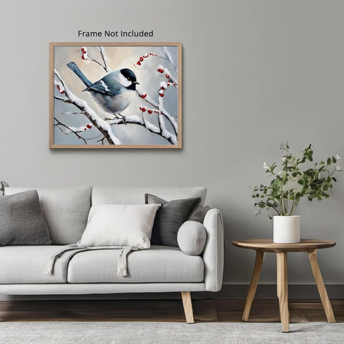 Posterizer 1 pcs-cute little bird in snowy winter scene -4-Art for Animal Lovers-Landscape & Nature Art-Decor for Home & Office- unframed wall art...