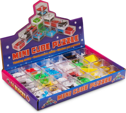 Mini Cube Puzzle Box Set - Pack of 24 Balance IQ Party Favor Games for Kids, Teens and Adults, 1.5 Inch 3D Brain Teaser Maze Ball Toy Puzzles by B...