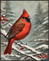 Posterizer 1 pcs-little bird in snowy winter scene-oil painting style -4-Art for Animal Lovers-Landscape & Nature Art-Decor for Home & Office- unf...