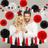 WILLBOND 29 Pcs Red and Black Decorations Mouse Paper Decoration Fan Pom Pom Honeycomb Flower Tissue Tassel Garland Theme Party Supplies for Gradu...
