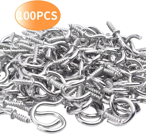 Aylifu Ceiling Screw Hooks, 100 Pieces 1/2 Inch Cup Hooks Screw-in Hooks for Hanging Plants Mug Cup, Silver...