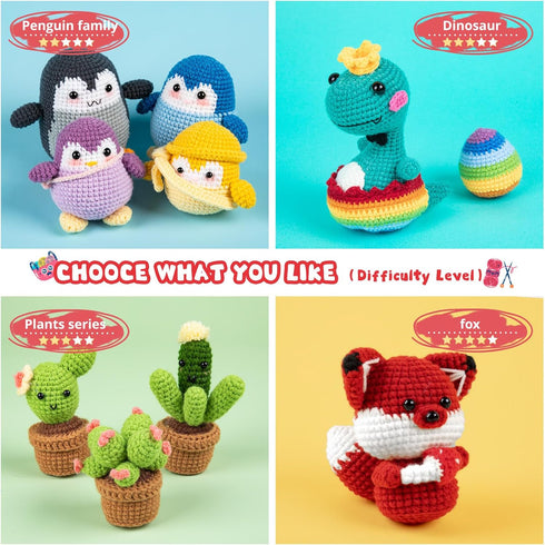 HTVRONT Beginner Crochet Kit for Adults - Complete Crochet Kits with Step by Step Video Tutorials, Amigurumi Crochet Kit with Yarns, Hook, Accesso...
