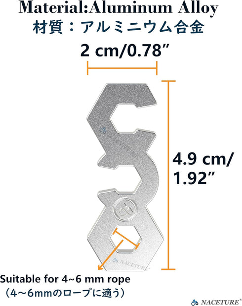 NACETURE Aluminum Alloy Rope Tensioner Camping Tent Guyline Cord Adjuster Camping of Gear for Camping, Hiking, Backpacking Ultralight Tent Stakes ...