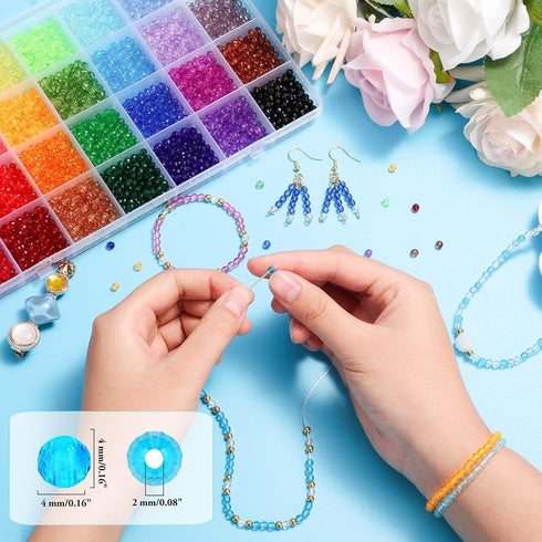 Paxcoo 5320Pcs Crystal Beads for Jewelry Making, Crystal Acrylic Beads Faceted Jewelry Beads Bicone Gem Beads jewel for Jewelry Making (4 MM)...