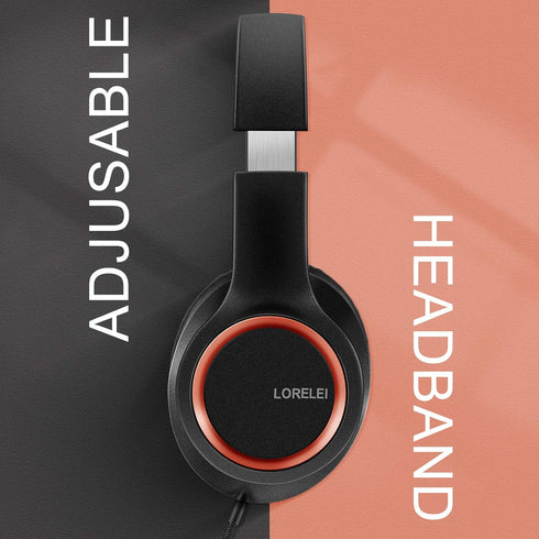 LORELEI X8 Over-Ear Wired Headphones with Microphone with 1.45m-Tangle-Free Nylon Line&3.5mm Plug,Lightweight Foldable & Portable Headphones for S...