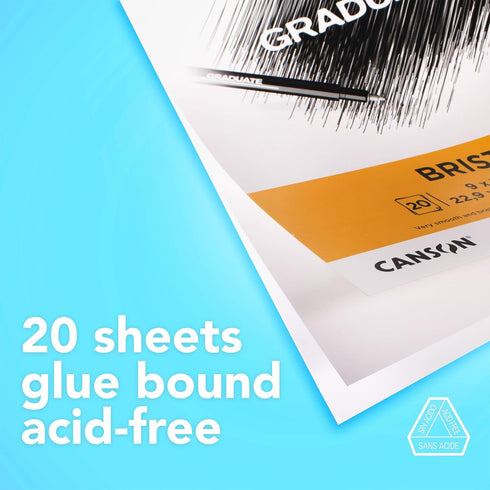 Canson Graduate Bristol Pad, Foldover, 5.5x8.5 inch, 20 Sheets | Artist Paper for Adults and Students - Drawing, Sketching, Markers and Art Journa...
