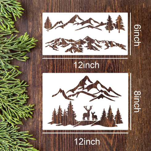 Mountain Stencils for Painting Forest Tree Stencil Animal Wood Burning Stencils and Patterns Reusable Drawing Templates for Fabric Furniture Wall ...