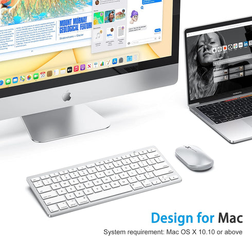 OMOTON Bluetooth Keyboard for Mac, Compact Wireless Keyboard Compatible with MacBook Pro/Air, iMac, iMac Pro, Mac Mini, Mac Pro Laptop and PC (Sil...