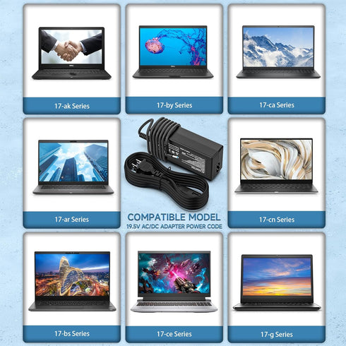 LJO-EEIH 65W Charger Compatible with HP Laptop 17 17-ak, 17-by, 17-ca, 17-cn, 17-ar, 17-bs: 17-ak013dx, 17-by1053dx, 17-by0021dx, 17-by0088cl, 17-...