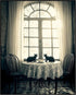 Posterizer 1 pcs-mysterious gothic house-black cats sitting on the table 4-Art for Animal Lovers-Gothic Art-Living Room Bedroom Decor- unframed wa...